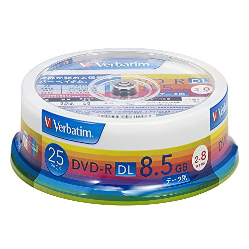 三菱ケミカルメディア Verbatim 1回記録用 DVD-R DL DHR85HP25V1 (片面2層/2-8倍速/25枚パック) ホワイト