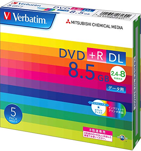 バーベイタムジャパン(Verbatim Japan) 1回記録用 DVD*R DL 8.5GB 5枚 ホワイトプリンタブル 片面2層 2.4-8倍速 DTR85HP5V1