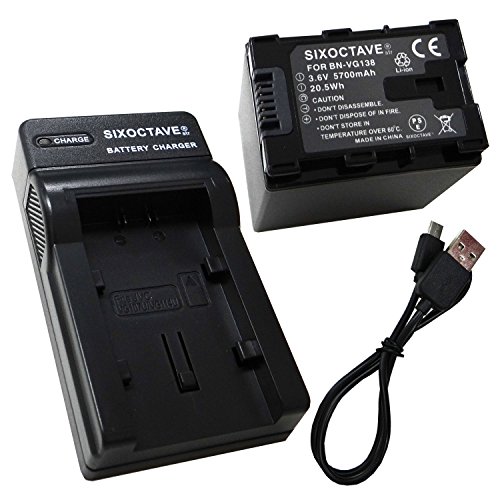 SIXOCTAVE ビクター BN-VG138 BN-VG129 互換バッテリー＆カメラ バッテリーチャージャー USB 充電器 AA-VG1 の２点セット BNVG138tUSBAAW