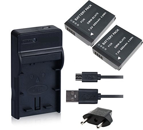 NinoLite 4点セット DMW-BLH7 互換 バッテリー 2個 *USB型 充電器 *海外用交換プラグ dc120dmwblh7x2