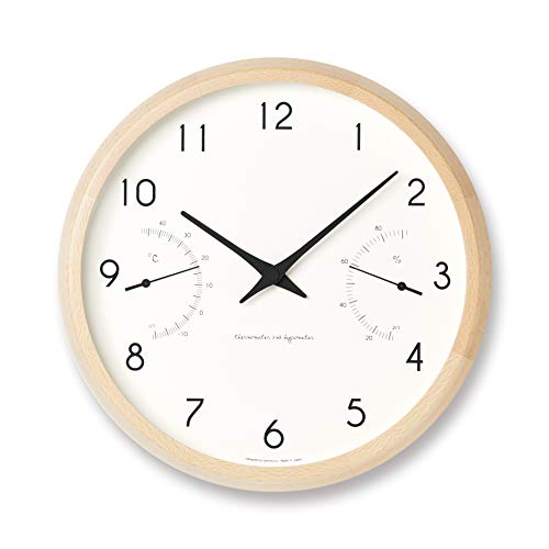 レムノス 掛け時計 カンパーニュ エール 温湿度計付 掛け時計 アナログ 木枠 天然色 PC17-05 NT Lemnos