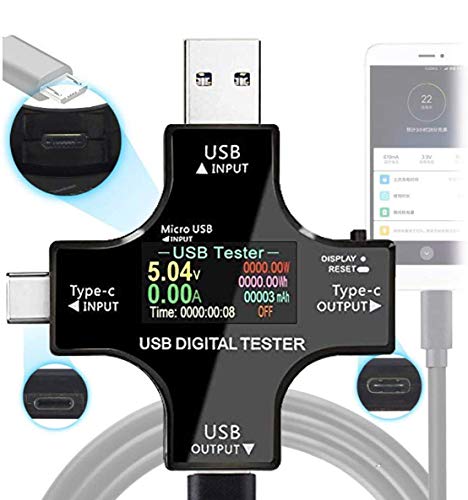 USB CメーターテスターType-C USBマルチメーターテスター現在の電力容量AMP電圧充電器負荷インピーダンスPDデジタル温度テスターUSB電圧