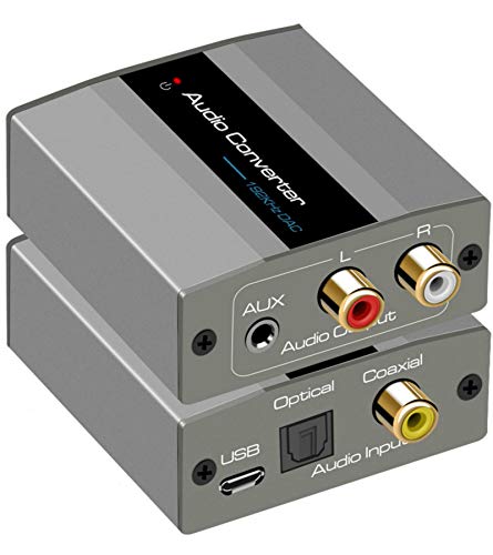 デジタル アナログ DAC 音声 コンバーター Coaxial Optical (Toslink/SPDIF)AUX 3.5mm RCA (L/R) ステレオ オーディオ 変換 光デジタル