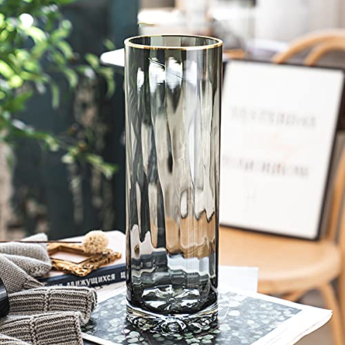 ガラスの花瓶 大 おしゃれ 30cm 透明 花器 グレイフラワーベース シリンダー 円柱 大きな花瓶 ガラスベース ガラスボトル アレンジ イン