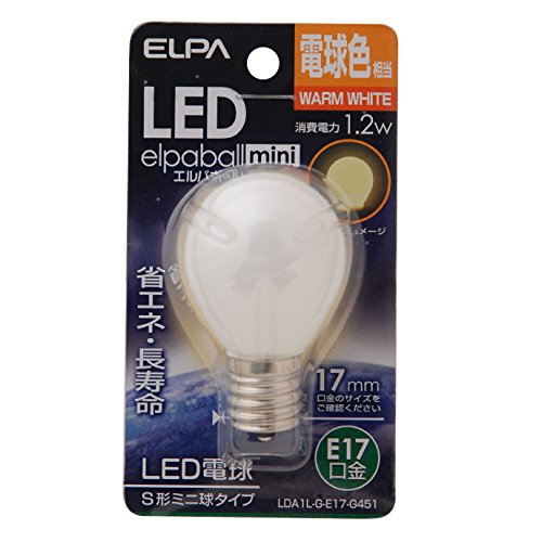 ＊最安挑戦＊エルパ (ELPA) LED電球S形 LED電球 照明 E17 1.2W 45lm 電球色 LDA1L-G-E17-G451
