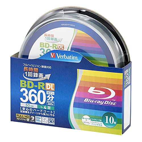 ＊最安挑戦＊Verbatim バーベイタム 1回録画用 ブルーレイディスク BD-R DL 50GB 10枚 ホワイトプリンタブル 片面2層 1-4倍速 VBR260YP10