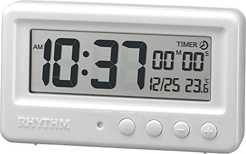 ＊最安挑戦＊置き時計 デジタル時計 防水 タイマー付き アクアプルーフ 白 リズム時計 8RDA72SR03