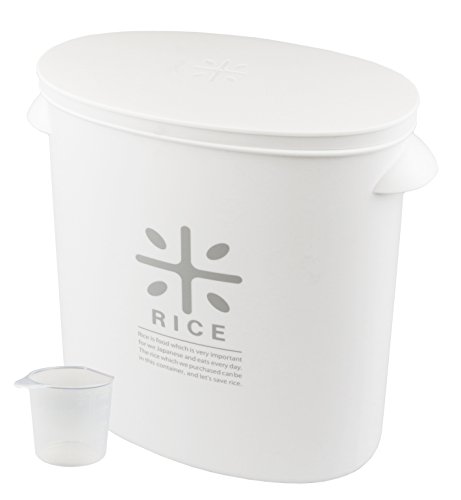 ＊最安挑戦＊パール金属 日本製 米びつ 5kg ホワイト 計量カップ付 お米 袋のまま ストック RICE HB-3433