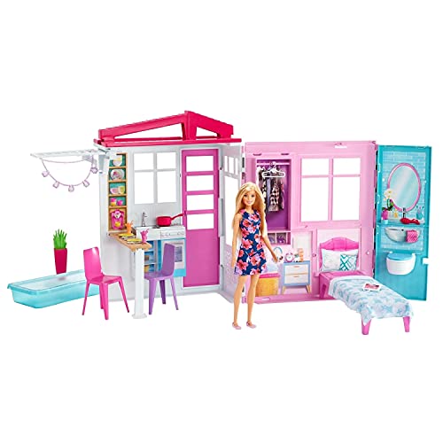 ＊最安挑戦＊バービー(Barbie) かわいいピンクのプールハウス 【着せ替え人形・ハウス 】【ドール、アクセサリー付き】【3歳*】 FXG55