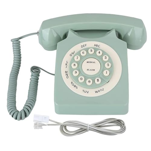 ＊最安挑戦＊回転式ダイヤル電話、70年代スタイルのレトロな固定電話-カーリーコード、 ヨーロッパアンティーク電話機、家族、オフィス、