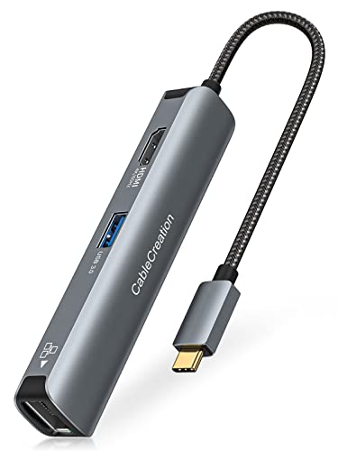 ＊最安挑戦＊マルチポートUSBCハブ,CableCreation アルミ5-in-1 USB C to HDMI 4K@60Hz*3*USB 3.0*有線LANポート変換アダプター、MacBook