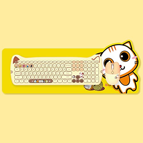＊最安挑戦＊可愛い猫 2.4G USBワイヤレスキーボード マウス マウスパッド セット 女性 子供キーボード おしゃれ カラフルキーキャップ