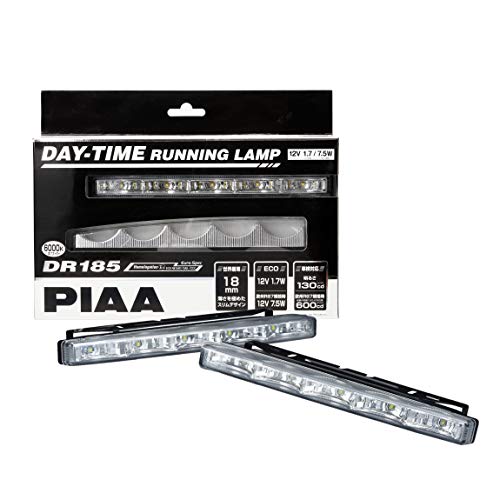 ホワイト PIAA デイタイムランプシリーズ DR185/品番:L-232 発光色:6000K(蒼白色)/12V・1.7W 内容品:ランプ2セット、ハーネス ランプ寸法:幅200mm*奥行45mm*高