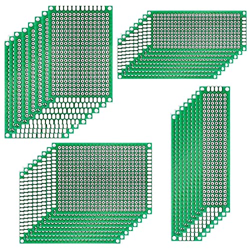 ボードのコーナーに4つの取り付け穴があり、部品をはんだ付けして一緒に取り付けることが非常に便利です 4つの異なるサイズの32枚の両面PCBボードは、電子実験とDIYなど適切です 基板上に錫めっきされた