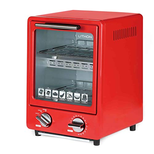 LITHON ライソン 縦型オーブントースター レッド KDTO-001R コンパクト 二段 タイマー 違う料理が作れる2段構造