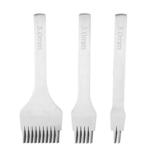 【防錆・穴あけ用】高品質のホワイトスチール製で丈夫で錆びにくいです。革に垂直に歯を当て木槌などで打ちます。厚い革でもサクサク、スムーズに穴あけを実現します。 【使いやすい】選択のための3/5サイズの2