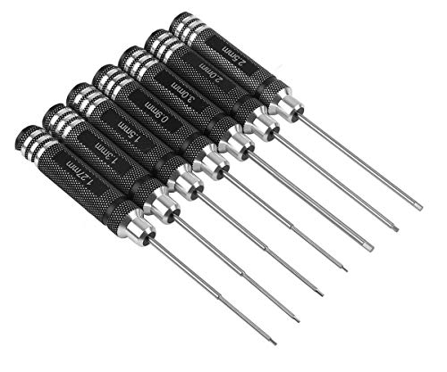 POHZE 六角レンチドライバー 窒化チタン 精密ドライバーセット ドローン用 7pcs セット（0.9mm 1.27mm 1.3mm 1.5mm 2.0mm 2.5mm 3.0mm）