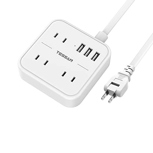 ホワイト 1.5M 【USB-Aポート付の電源タップ】：3個AC差込口 と3つUSBポートあり、スマホ、パソコン、デジカメ、ゲーム機など、あらゆる機器を最大６台同時に充電できる。 【ACコンセントの間