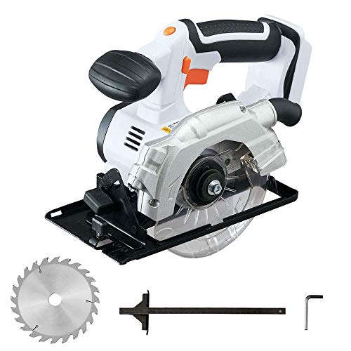 2)18V のこ刃寸法(cm):外形14.0*内径2.0 付属品:六角棒レンチ、のこ刃(木工用) 最大切込深さ/90度(直角切断時):40mm、45度(傾斜切断時):27mm 回転数:4300min-