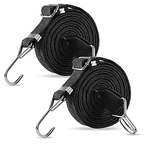 ブラック 【商品詳細】ブラック 長さ2M 幅3０ｍm 厚み４mmの2本組 自由伸？ 金属製フック付 【伸縮性優れた】元の長さの最小値は 1.1M、元の長さの最大値は 2M、超弾性範囲は 4.5M に達