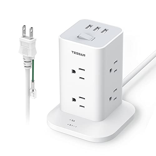 「mini型 電源タップ」差込口8口とUSBポート3口が一体となったタワー形状のUSBタップです。一般的なタワー型コンセントより小型でコンパクトです（本体サイズ：僅か10x10x12.7cm）。より便