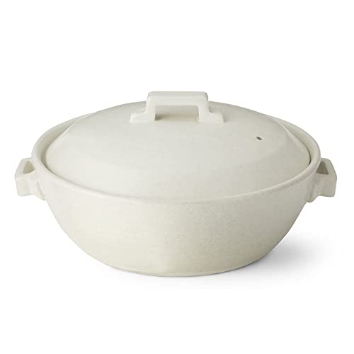 ホワイト 商品サイズ（約）:Φ25.5* 幅 28* 高さ 13.5 * (8 号 ) 材質:本体 / 耐熱陶器 ( 萬古焼 )、金属プレート / ステンレス 対応熱源:IH(200V 対応 )、ガス